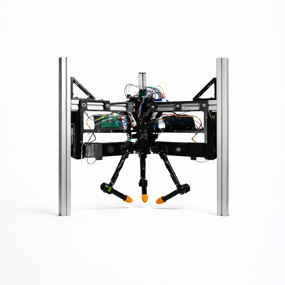 TriFinger robot — three articulated fingers mounted above a shared workspace